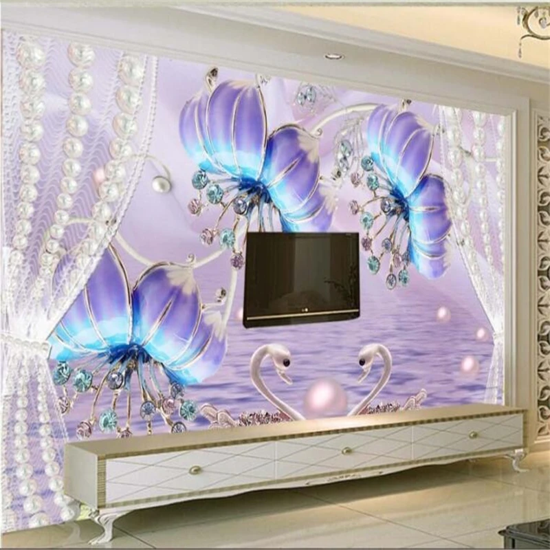 wellyu Custom wallpaper mural photo HD fashion European luxury diamond jewelry living room bedroom background 3d wallpaper