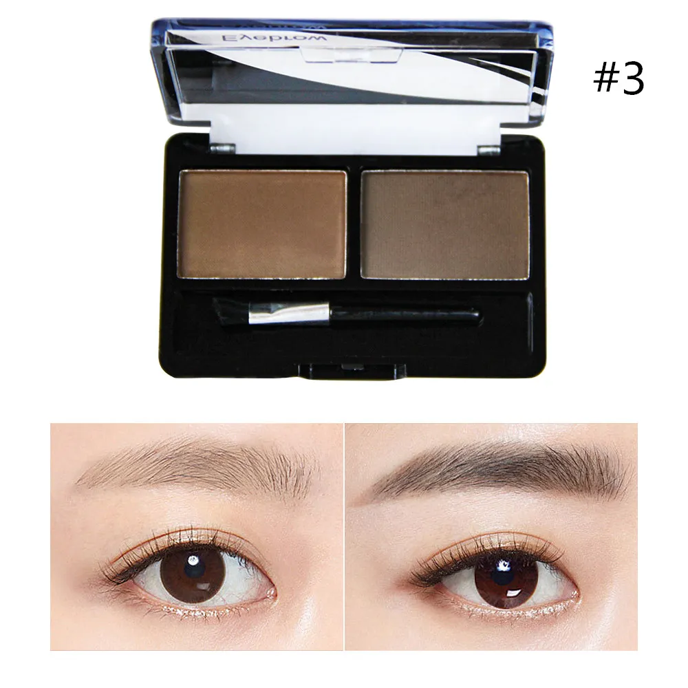 SANIYE 2 Colors Eyebrow Powder Palette Eye Brow Enhancer Professional Waterproof Makeup Eye Shadow With Brush E0220 - Цвет: 3