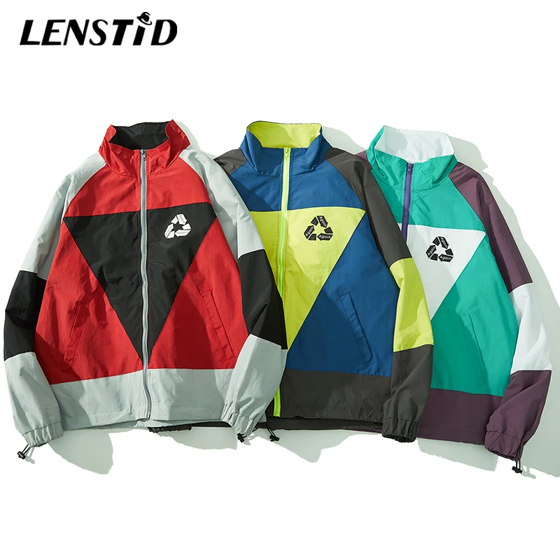 LENSTID 2019 мужские хип хоп 100% Нейлоновые цветные Лоскутные Спортивные куртки