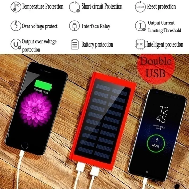30000mAh Mobile Power Solar Panel Large Capacity Travel Charger Dual USB Interface Portable Fast | Мобильные телефоны и