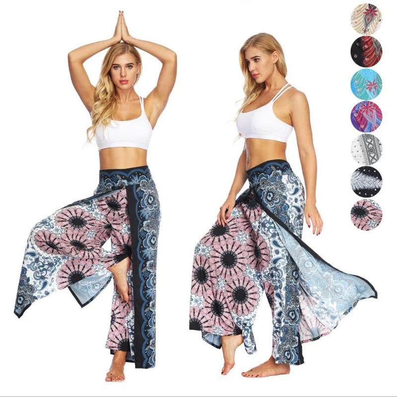 

new Bohemian Slacks Women's Trousers Digital Printed High Waisted Wide Leg Pants Loose Casual Knickerbockers Sweatpants Pants