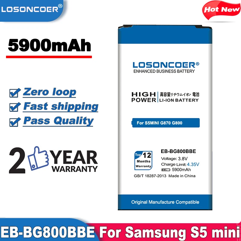 LOSONCOER 5900 мАч EB BG800CB BG800BBE для Samsung Galaxy S5 мини батарея G870 SM G800F G800H G800 G870A G870W Mini S5|battery for