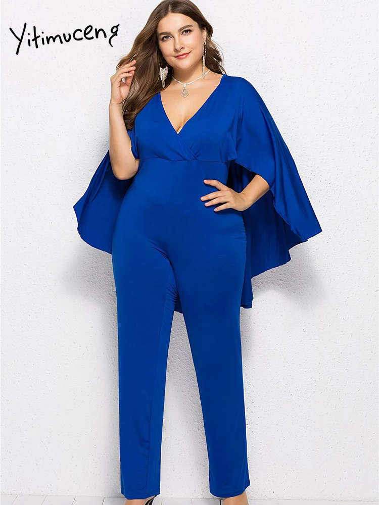 Женский Летний комбинезон Yitimuceng с V образным вырезом и рукавами летучая мышь| |