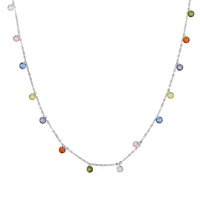 statement rainbow cz charm choker necklace silver plated gold color trendy gorgeous girl women minimal jewelry