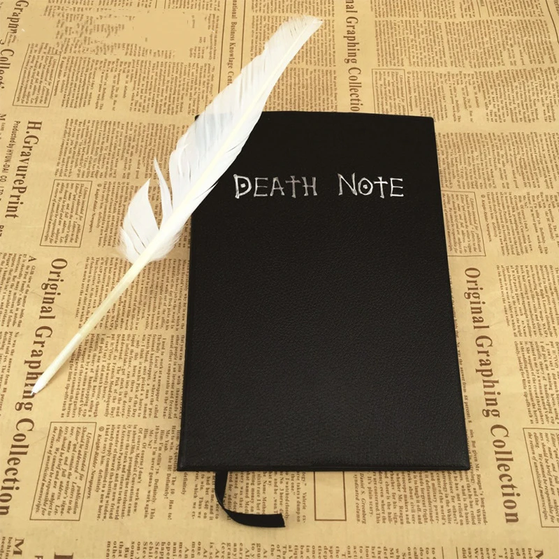 A5 Anime Death Note Notebook Set Leather Journal and Necklace Feather Pen Animation Art Writing Journal Death Note Notepad images - 6