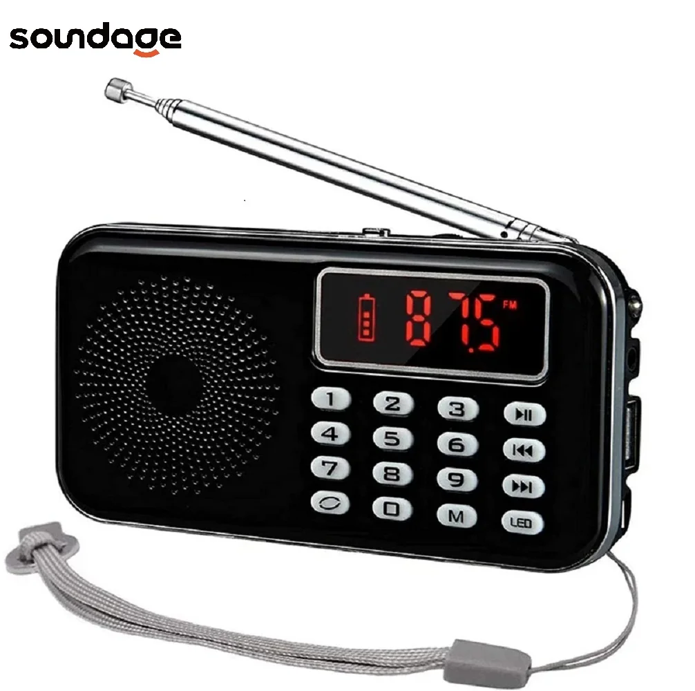 

Soundage FM/AM/SW Radio Receiver Stereo Sound MP3 Player Portable FM Radio Support TF card AUX