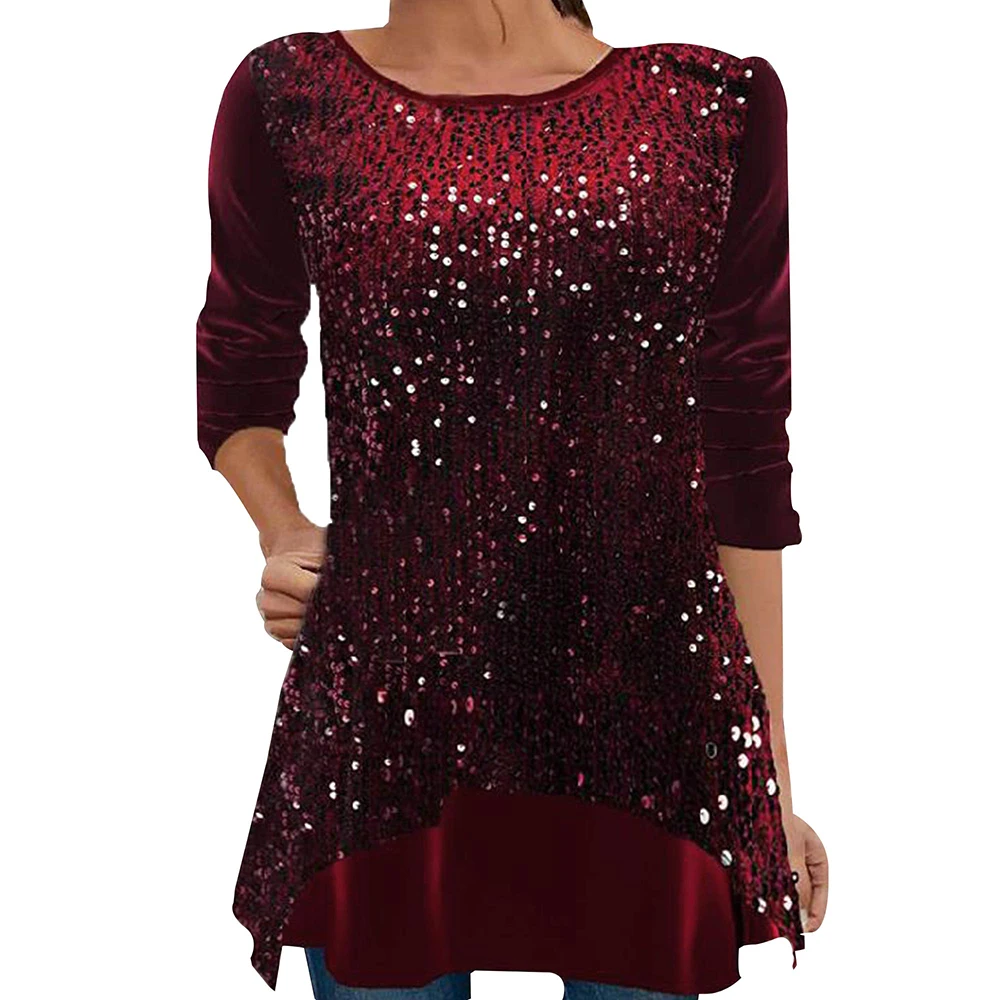 

Модные женские топы, сексуальная клубная одежда, сексуальный блестящий пуловер с блестками, рубашка для ночного клуба вечерние, женские фор...