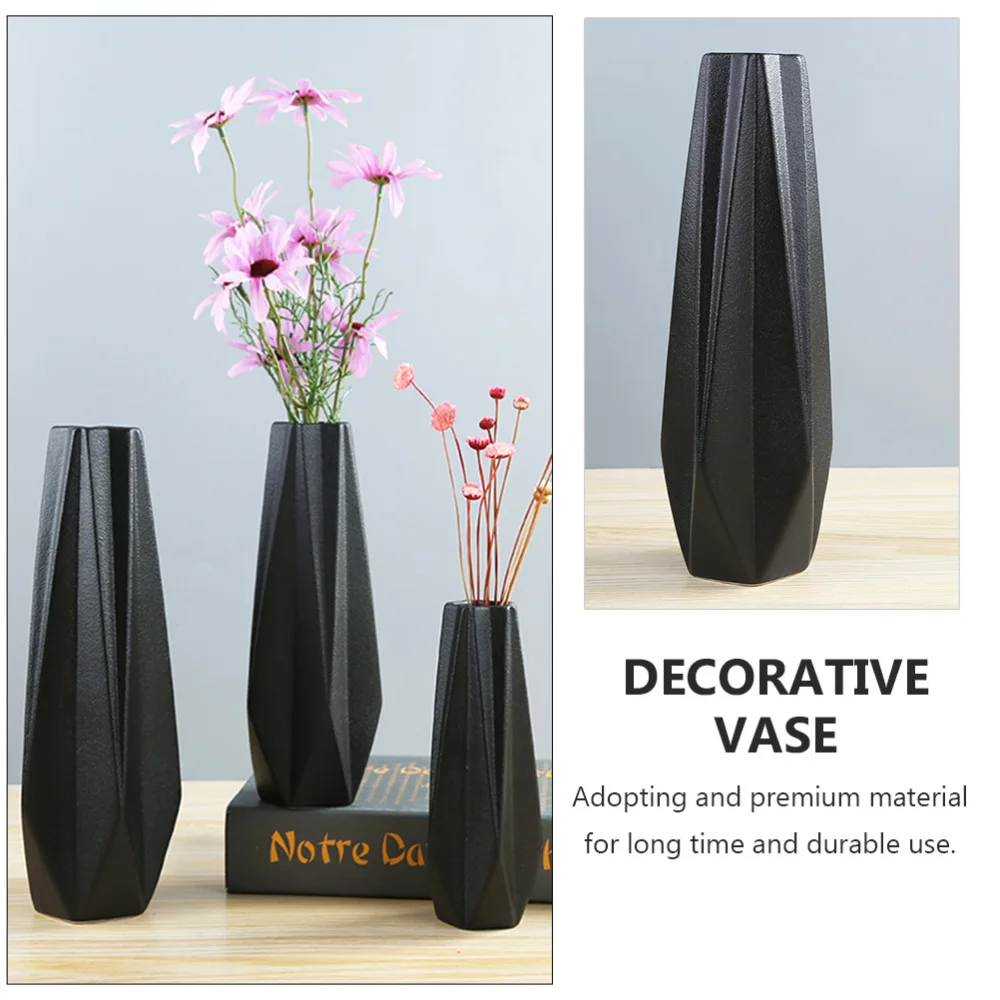 

1pc Ceramic Flower Vase Creative Table Centerpiece Vase Home Decoration (Black)