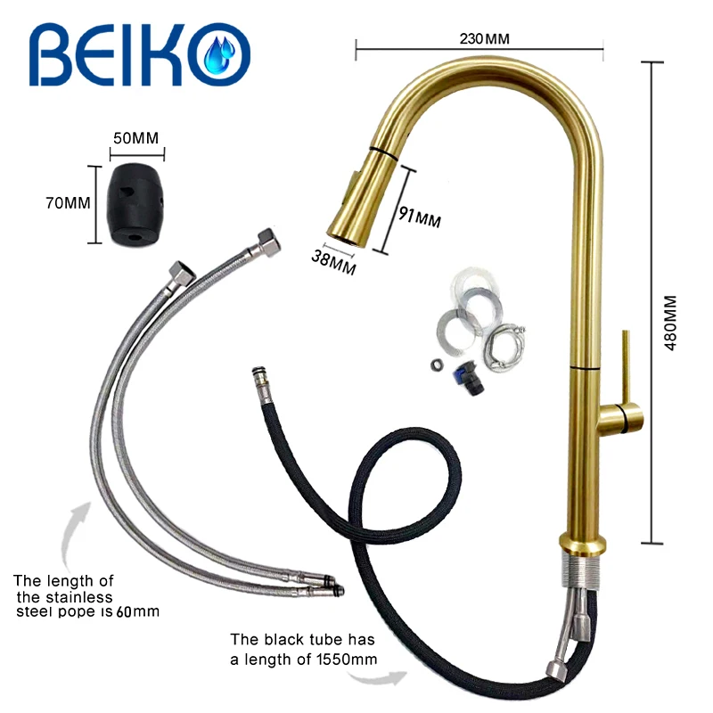 black gold sus304 kitchen faucet deck mounted mixer tap kitchen sink 360 degree rotation stream sprayer nozzle hot cold taps free global shipping