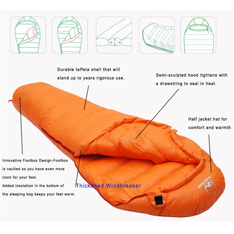 

Thickness for Winter cold weather Adult Mummy 95% White Goose Down Thermal Sleeping Bag Camping Hiking