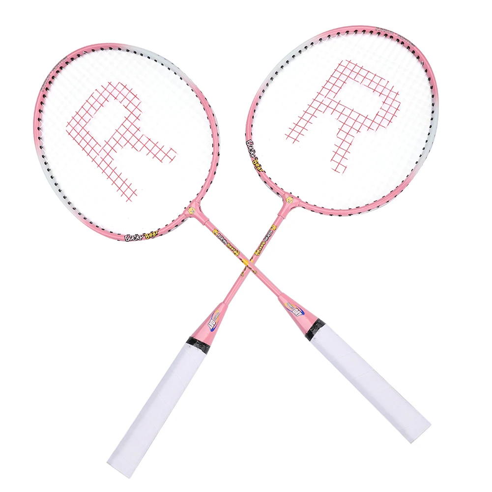 

Cartoon Durable Ferroalloy Badminton Racket Racquet for Kids Training Practice(Pink)