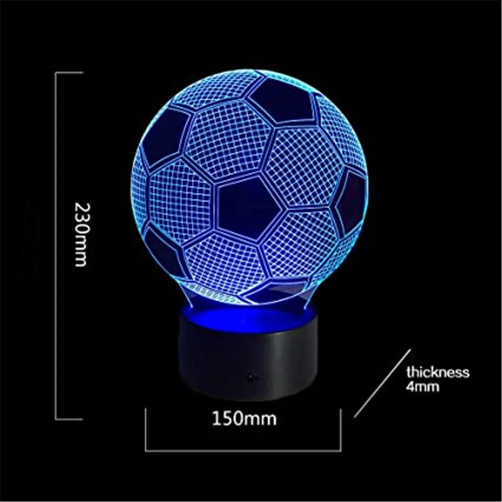 3D светодиодный ночсветильник с оптической иллюзией для футбола настольная лампа