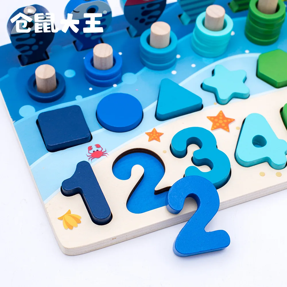 

Wooden Number Puzzle Sorting Montessori Toys for Toddlers Shape Sorter Counting Game for Kids Early Learning Wood Jigsaw