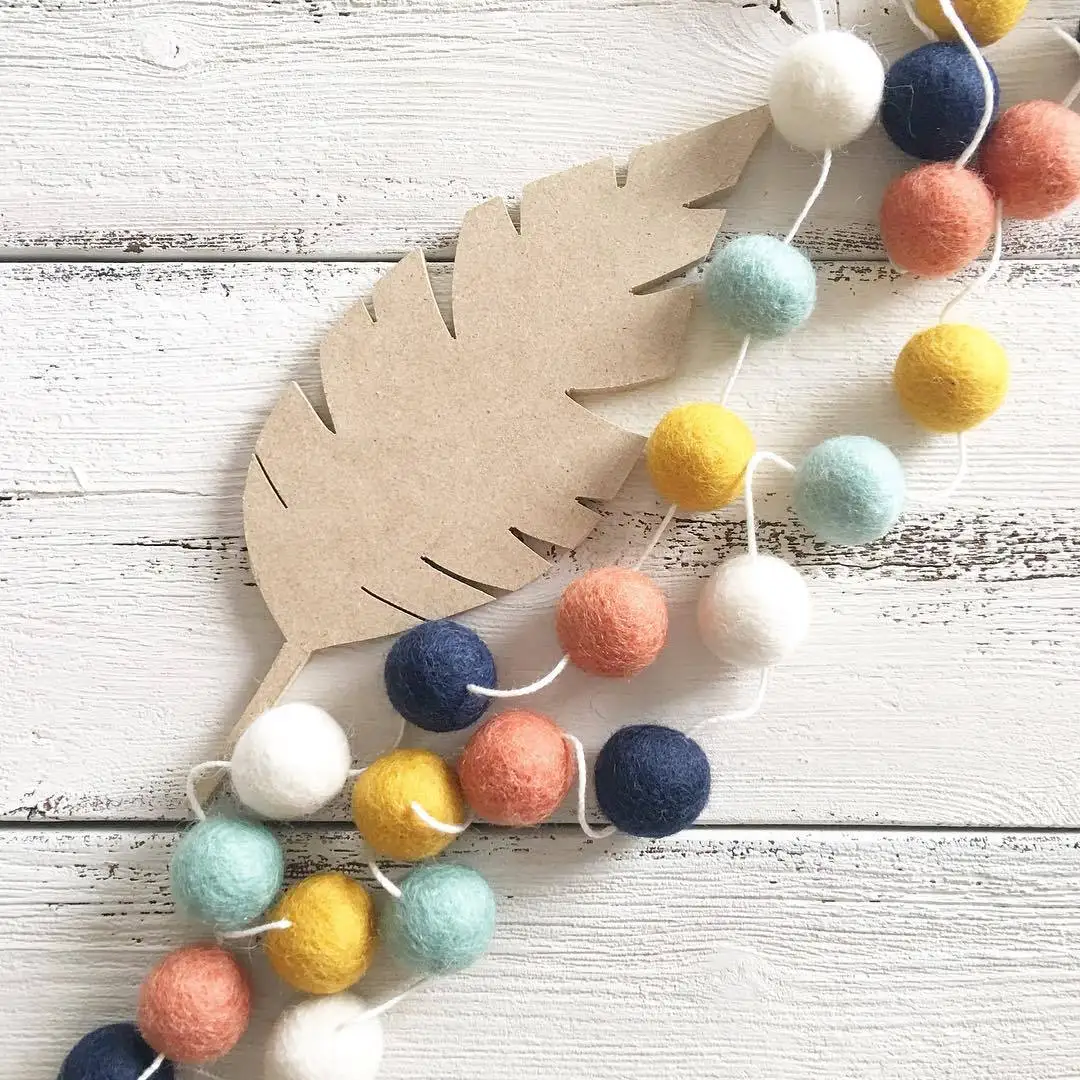 Pompom de feltro lã bolinhas cor nórdica meninos meninas crianças parede do quarto mobiliário doméstico bonito decorações sala estar
