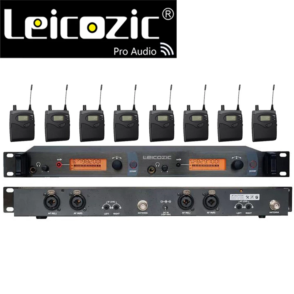 구매 Lecozic BK-2050 귀 무선 모니터 시스템 1 송신기 8 수신기 UHF 귀 전문 무대 무선 모니터 150 메터