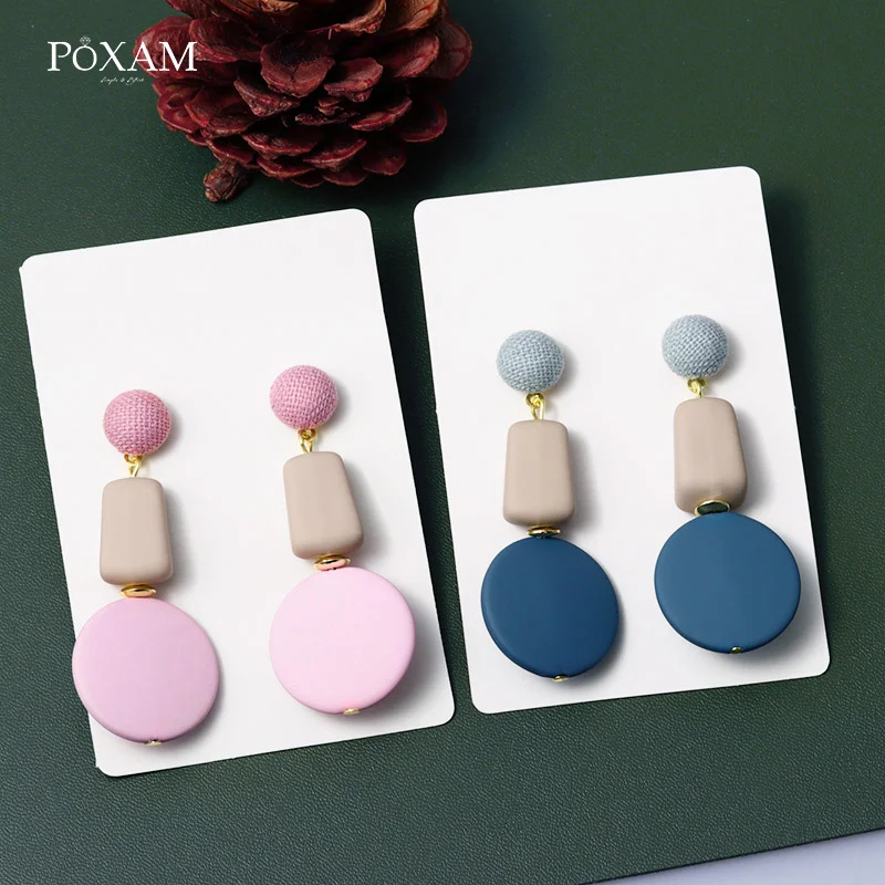Женские акриловые серьги подвески POXAM большие геометрические квадратной и