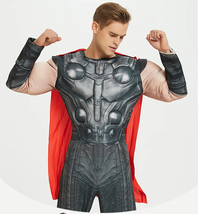 Adult Super Hero Kids Adults Muscle Thor Cosplay Costumes Clothes With Harmmer Avengers Child Stormbreaker Halloween Costumes - Цвет: Adult