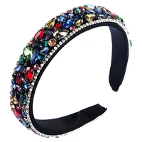 colorful gem baroque headbands for women diamond hair accessories pearl headband for girls crown flower hairbands head wrap
