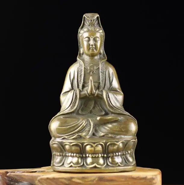 Медный сатуэ Гуаньинь медный Авалокитешвара антикварная до старый Кван-Инь
