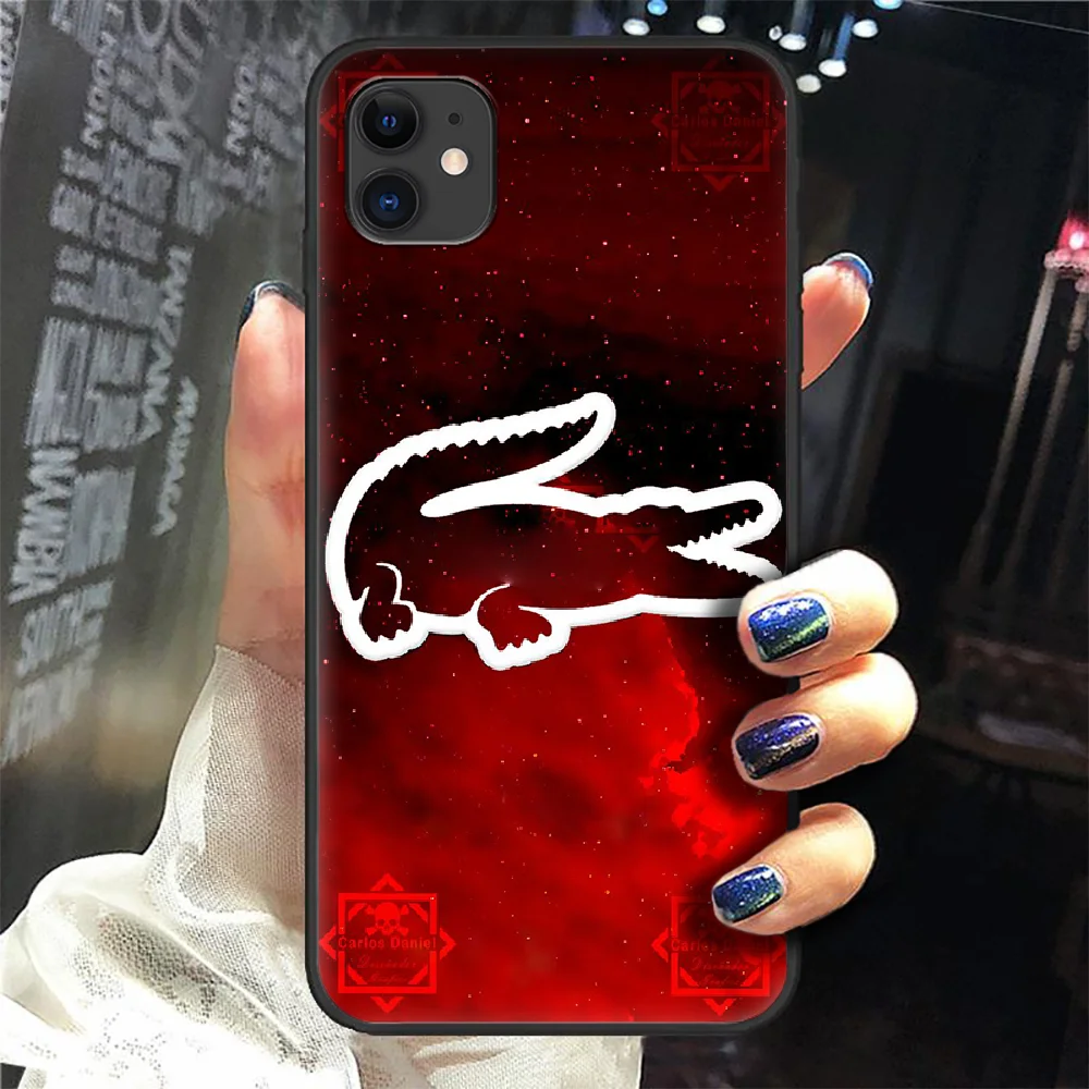 

French Luxury Brand LACOETE Phone Case Cover Hull For Iphone 5 5s Se 2 6 6s 7 8 12 Mini Plus X XS XR 11 PRO MAX black Shell 3D