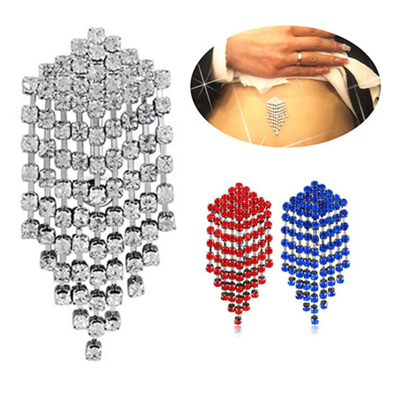 

1Pc 14G Full Crystal Reverse Tassels Navel Barbell Rhinestone Belly Button Navel Bar Ring Body Piercing Jewelry