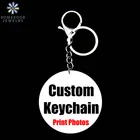 SOMESOOR персонализированные фотографии деревянные брелоки под заказ круглая подвеска обе стороны печать нержавеющая сталь брелок для женщин Подарки