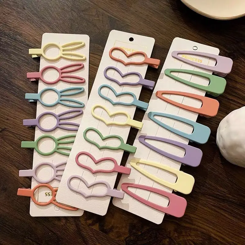 

7pcs/lot Women Cute Hair Clip Set Hairgrips Geometric Side Clip BB Hairpin Issuing Headdress Suit Solid Color Hair Accessories