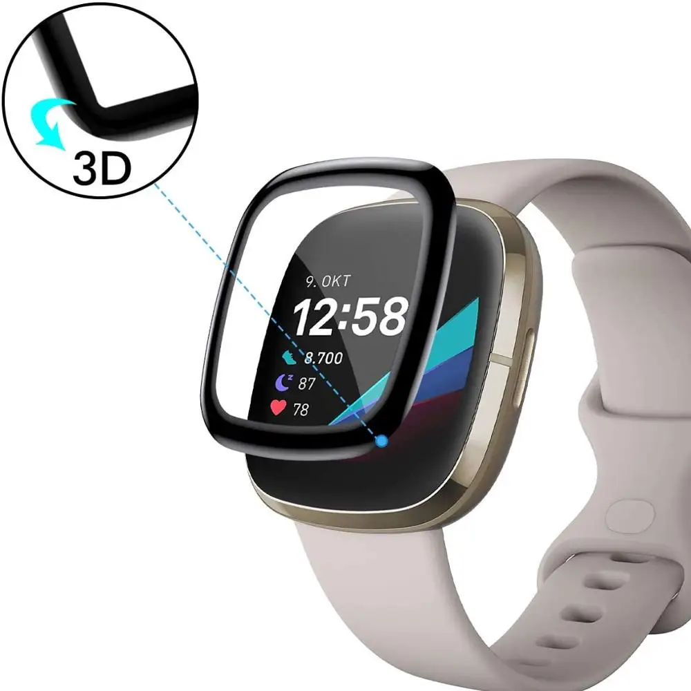 3 шт 3D изогнутый полный защитный экран для Fitbit Sense/Fitbit Versa 2020 Гибкая HD пузырьковая