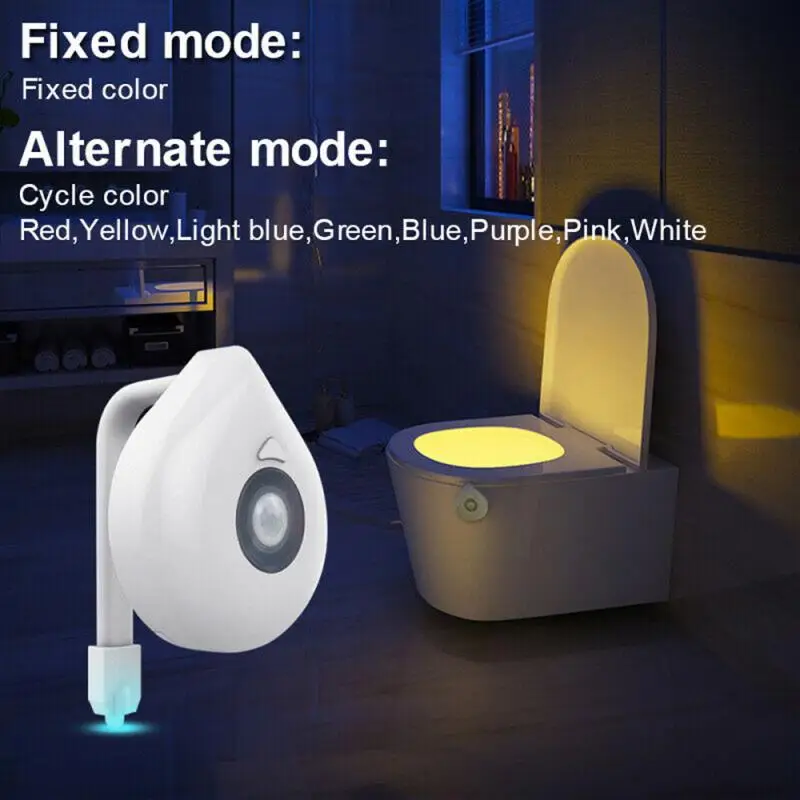 

LED Toilet Seat Night Light PIR Motion Activated Sensor Lamp 8 Color Smart WC Light AAA Battery Powered Backlight Lamp Home Tool