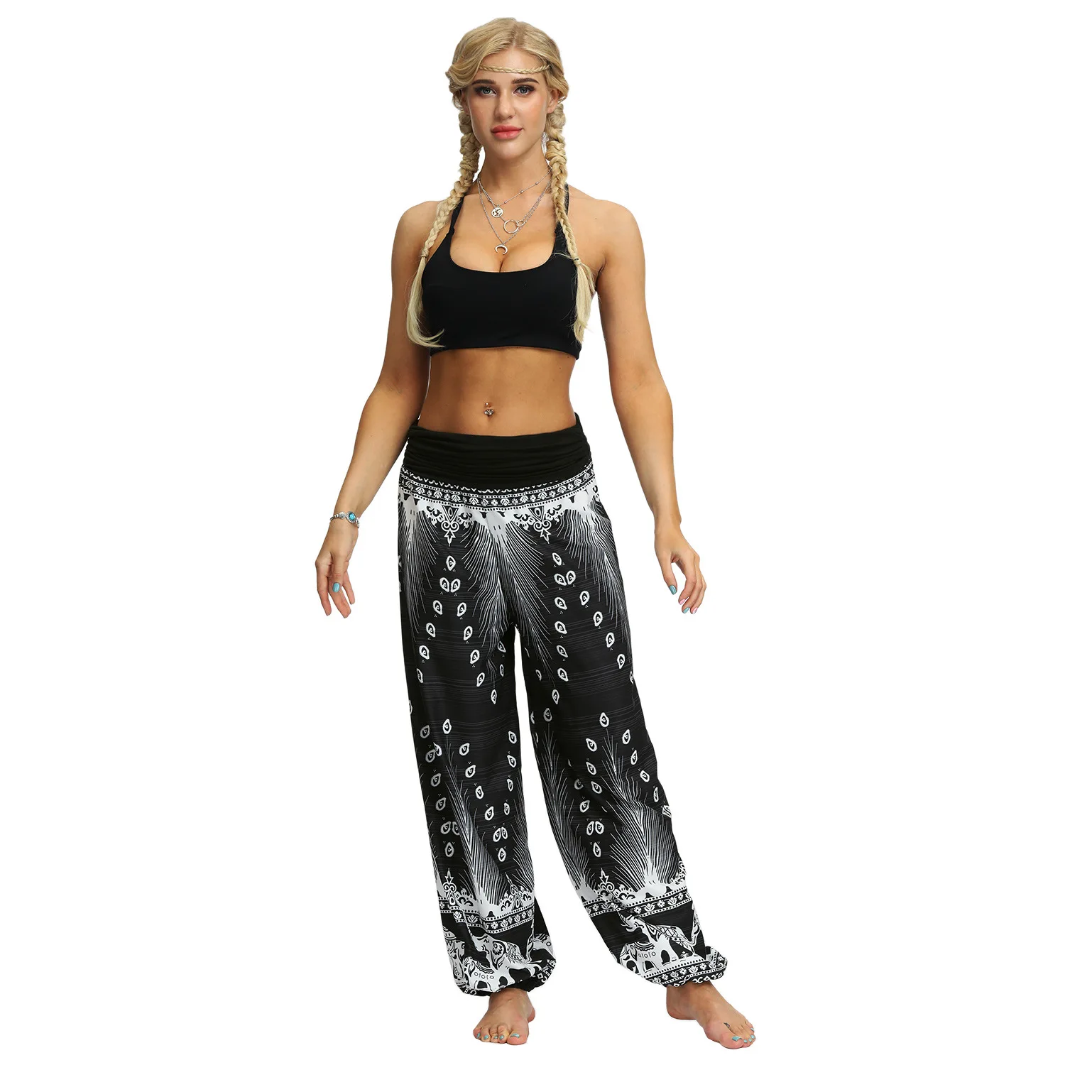 

Summer Women's Bohemian Bloomers 3D Printed Casual Loose Yoga Sport Pants Digital Thai Indonesian Style Sweatpants Trousers New