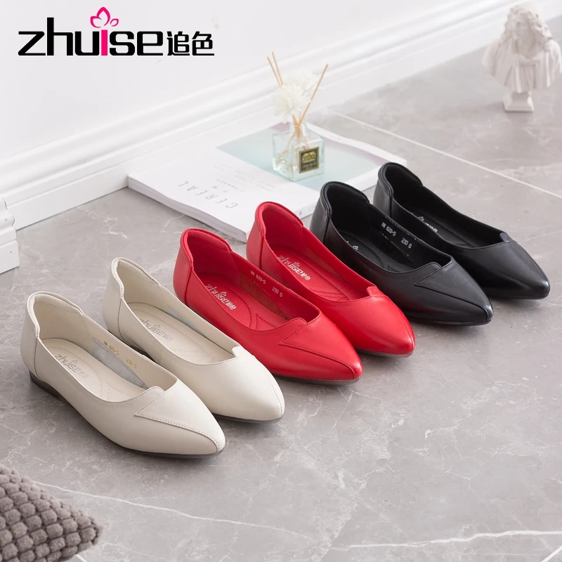 ZHUISE натуральная кожа Горох обувь плоская мягкая Низкая подошва кожаные туфли для