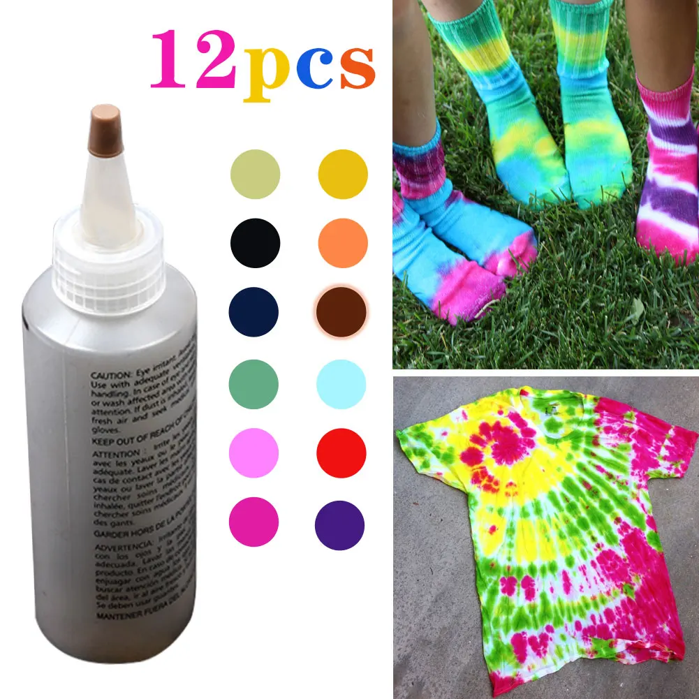 

12 Bottles/Pack Tulip Permanent One Step Tie Dye Set DIY Kits for Fabric Textile Craft Arts Clothes for Solo Projects Dyes Paint