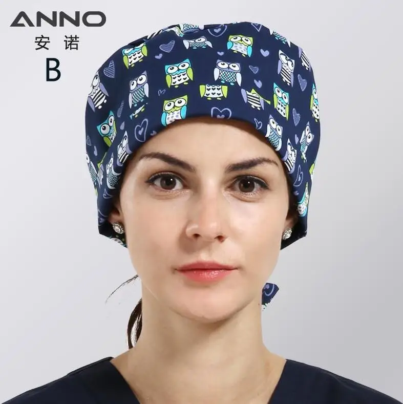 B-MaoTouYing-Cap ANNO 5XL, медицинская одежда, униформа медсестры с героями мультфильмов, клиническая форма, опционально, больница, sdScrubs, набор или топы, футболка или штаны - Цвет: B-MaoTouYing-Cap