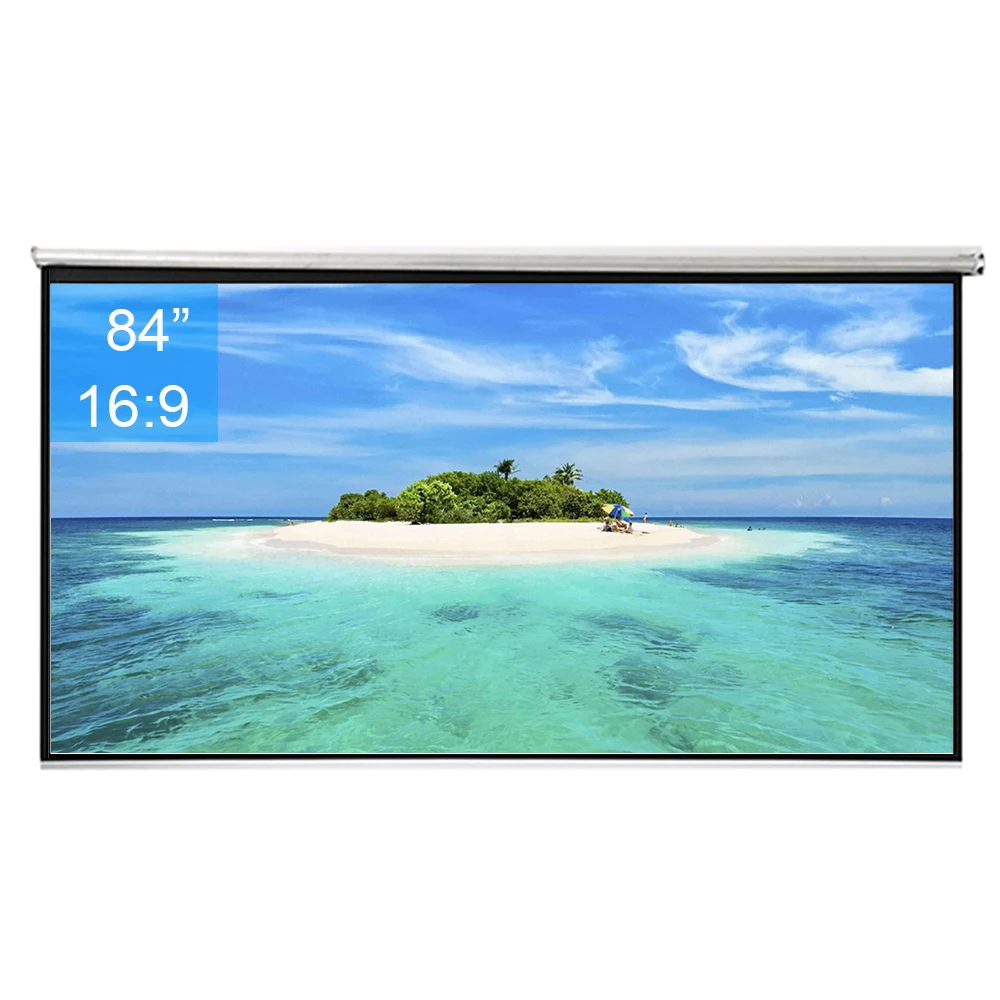 84 дюйма 16:9 Настенный матовый белый тканевый Стекловолоконный выдвижной HD экран