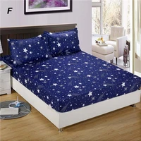 3pc bed sheet with pillowcase geometric printed fitted sheet with elastic bed linen polyester mattress cover