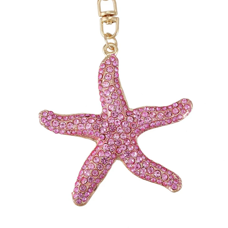 

1 Pcs Pretty Sparkling Starfish Keychain Keyring(Pink) & 8Pcs Shower Door Castors Rolls Shower Door Rollers