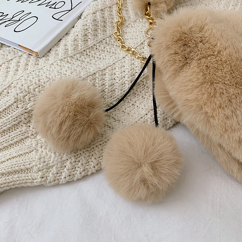 Сумка из искусственного меха Милая Дамская розовая сумка через плечо с сердечком