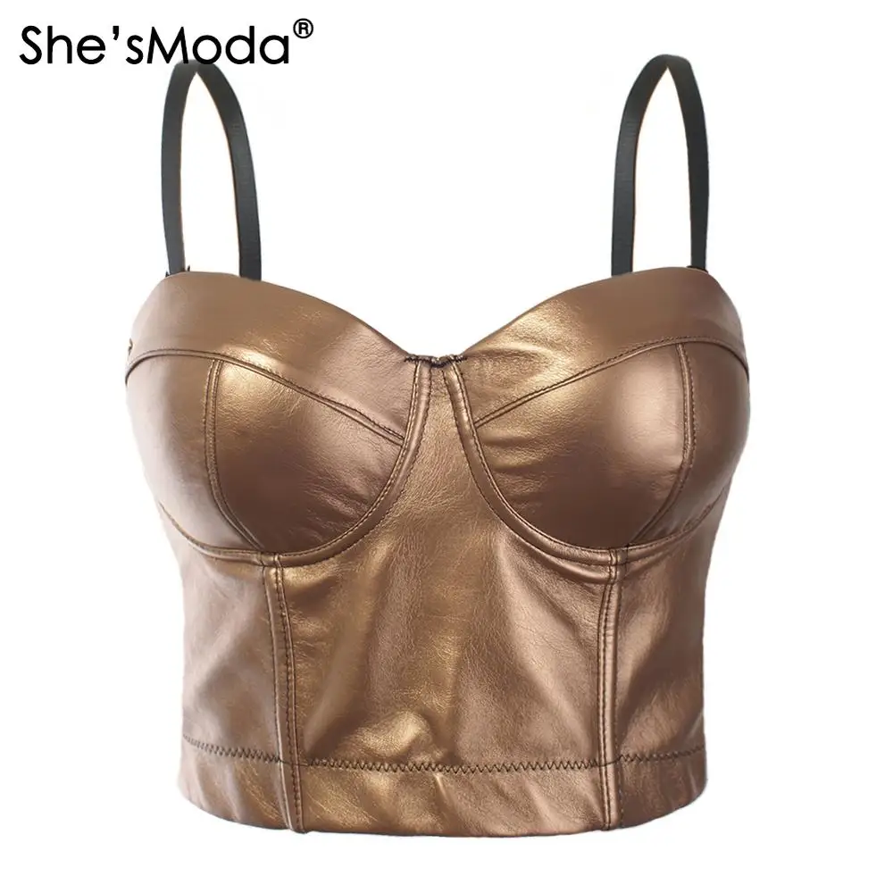 Новинка She'sModa миталлический цвет искусственная кожа Панк Металлический