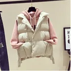 Осень 2021, жилеты, Женские однотонные зимние Утепленные свободные женские модные уличные куртки с карманами, теплые простые пуговицы в Корейском стиле, Новинка