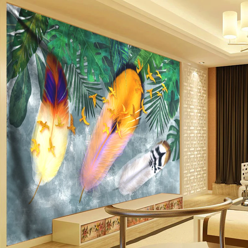 Boho Feather Tapestry Tropical Plant Wall Hanging Large Psychedelic Living Room Cloth Multi-function Tapestries | Дом и сад