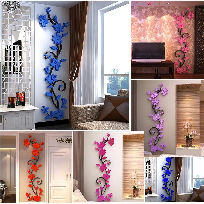 

3D Sticker Home Decor Flora Designed Stickers Bedroom Diy Mural Wall Kitchen Fashion Sticker Flower Craft Livingroom