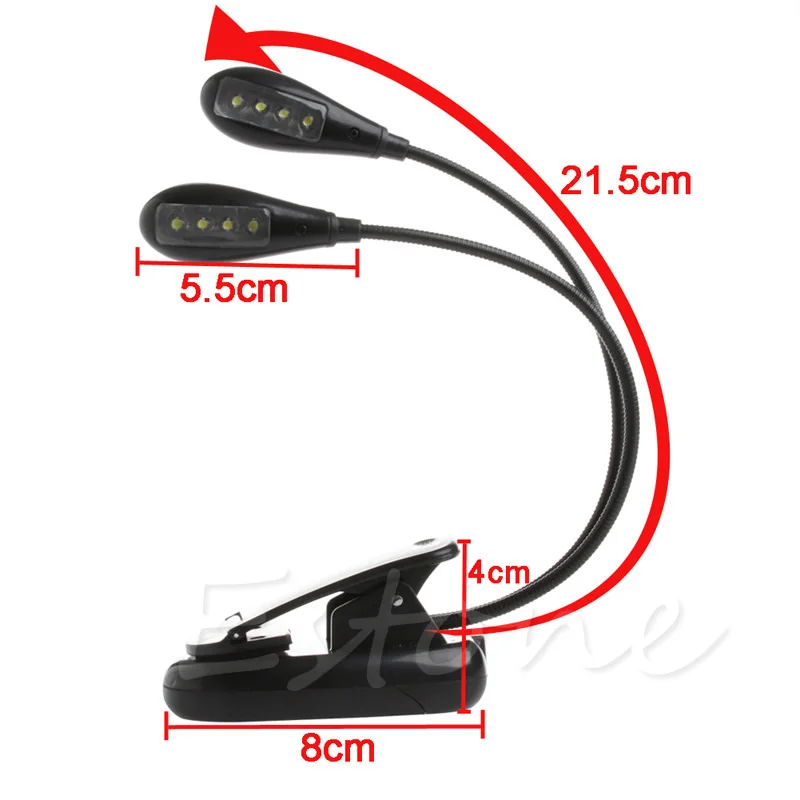 Clip-on Adjustable Dual Arm 8 LED Piano Music Stand Book Light Reading Lamp | Освещение