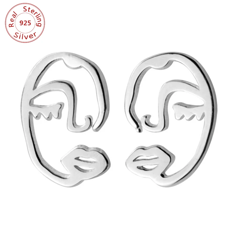 Популярные новые S925 Серебряные гиперболе абстрактные маленькие серьги гвоздики