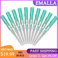 emalla 50pcs 18g gauge piercing needles i v catheter sterilized body piercing tattoo needles sewing needles makeup supplies