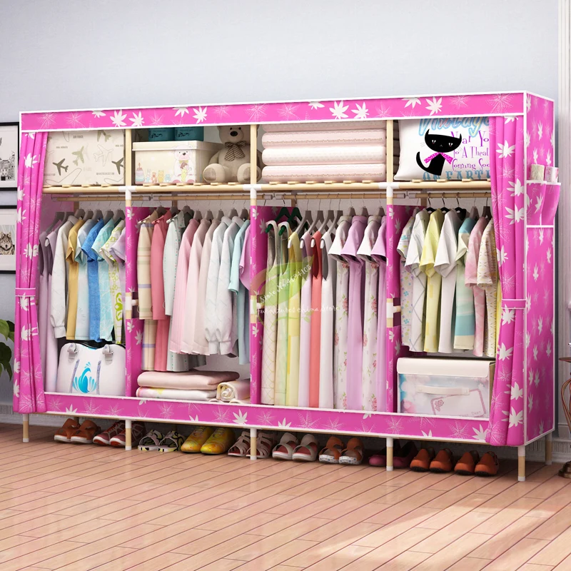 Оксфордская Тканевый твердый деревянный шкаф для хранения шифоньер простой