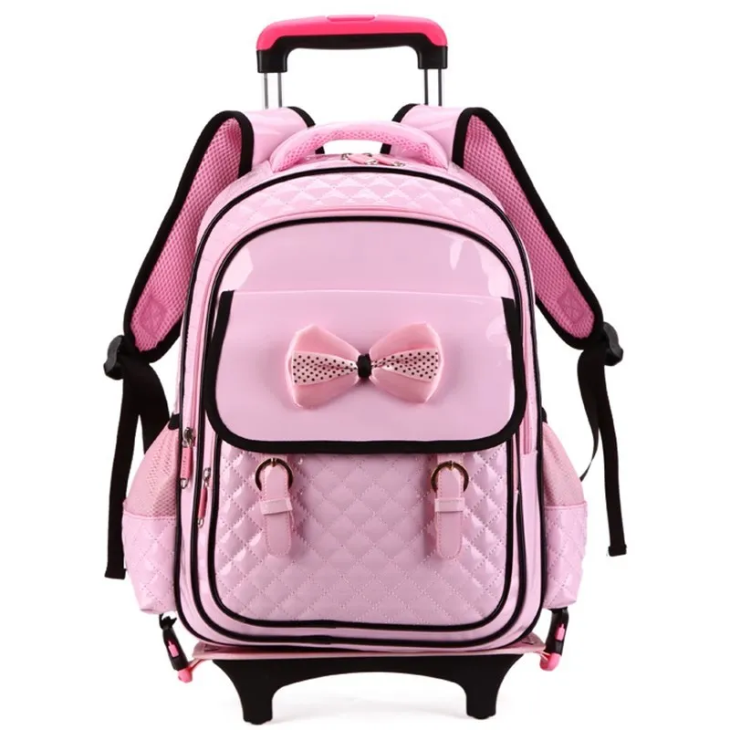 2019 детский школьный рюкзак с бантом чехол на колесиках для подъема по лестнице