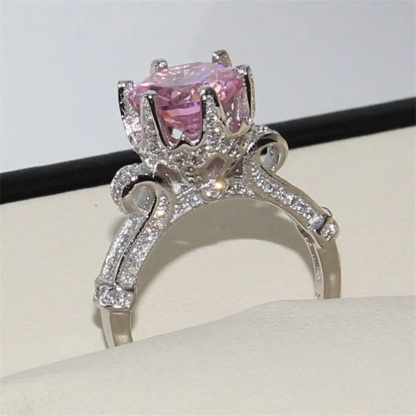 Женские обручальные кольца с имитацией бриллианта большие розовые из