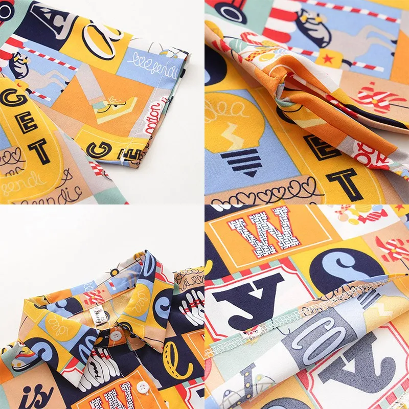 

Women Short Sleeve Shirt Thin Printing Beach Shirt Tops Turn-down Collar Retro Loose Shirts W3