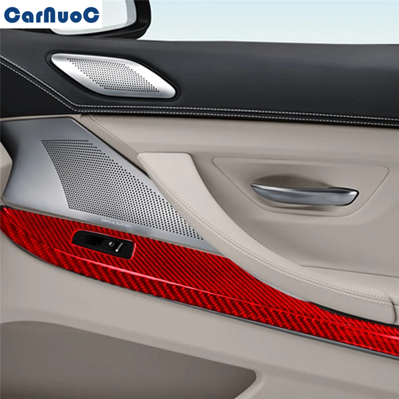 

2 шт./компл. для BMW серий 6 F12 F13 купе/Covertible/2011-2018 автомобиль прямо окна Управление Кнопка Панель отделкой из углеродного волокна Стикеры красны...