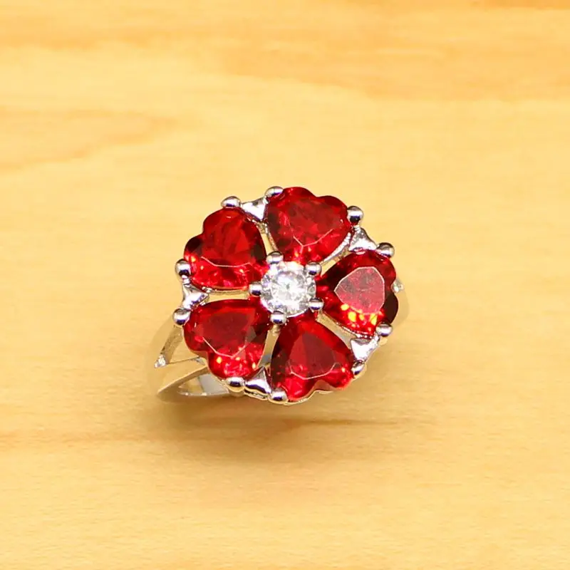 Набор ювелирных изделий из белого кубического циркония в форме сердца Красного